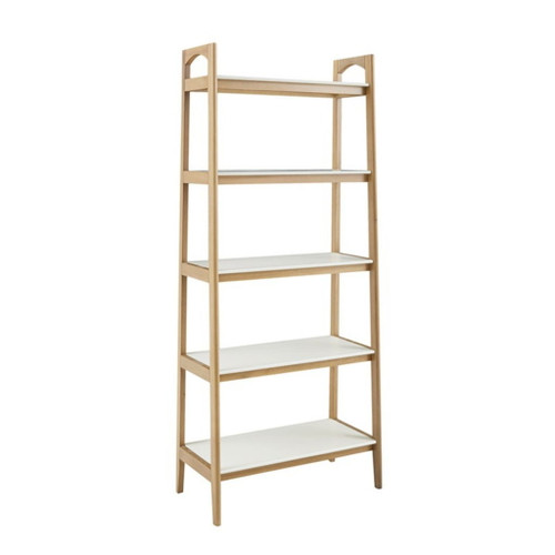 Parker - Bookcase With 5 Shelves - Off White / Natural Parker - Bookcase With 5 Shelves - Off White / Natural