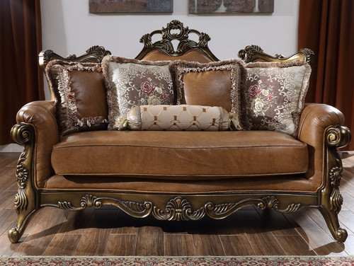 HD-555 - 3 Piece Sofa Set - Brown Cherry