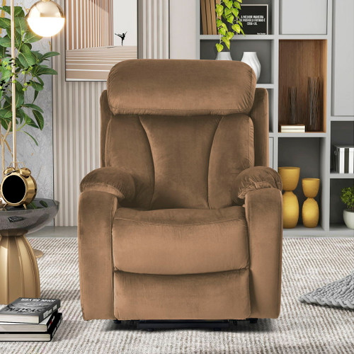 Lift Chair Recliner Power Remote Control Recliner Sofa Relax Soft Chair Anti - Skid Australia Cashmere Fabric Furniture Living Room - Brown