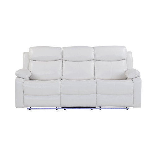 Blanche - Reclining Sofa With LED Lights Frame, Pillow Top Arms - White Blanche - Reclining Sofa With LED Lights Frame, Pillow Top Arms - White