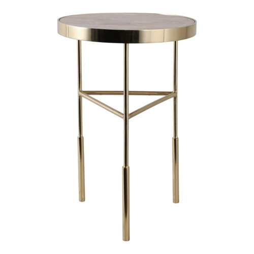 22" Chino Travertine Top Accent Table - White / Gold 22" Chino Travertine Top Accent Table - White / Gold