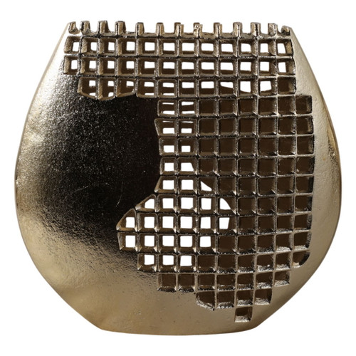 11" x 10" Partial Mesh Metal Vase - Gold 11" x 10" Partial Mesh Metal Vase - Gold