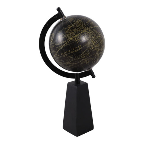 11" Exeter Wood Base Globe - Black 11" Exeter Wood Base Globe - Black