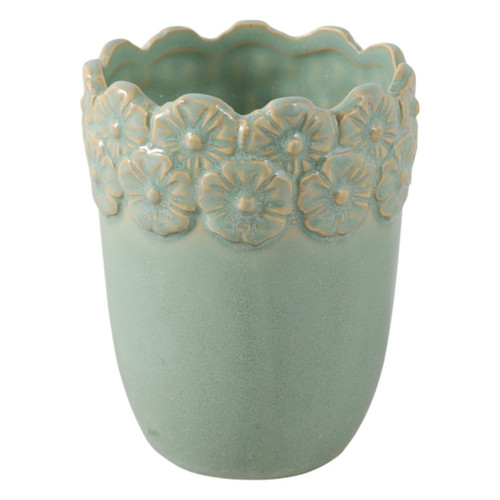 4" Flower Border Pencil Cup - Green