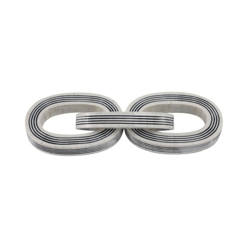 15" x 5" 3-Link Resin Chain With Lines - White / Black