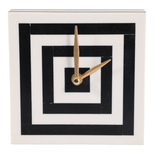 5" Square Resin Clock - White / Black 5" Square Resin Clock - White / Black