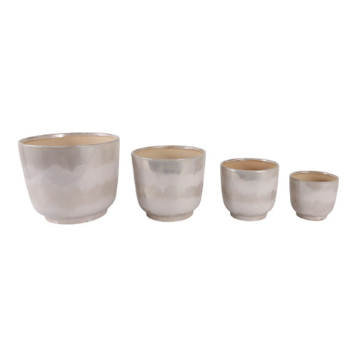 6" / 8" / 10" / 12" Reactive Luster Planters (Set of 4) - Ivory 6" / 8" / 10" / 12" Reactive Luster Planters (Set of 4) - Ivory