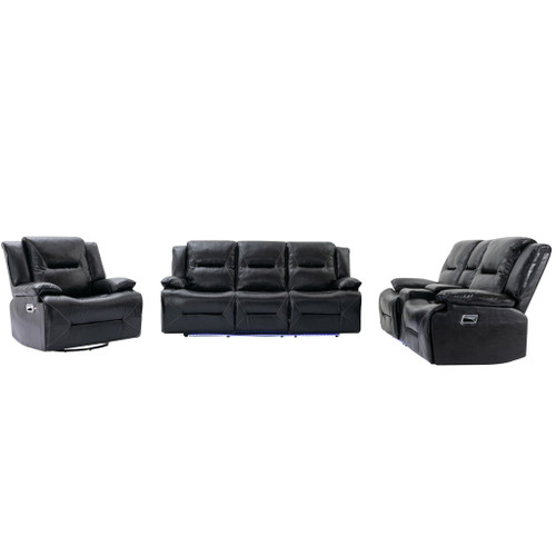 Home Theater Recliner Set Manual Recliner Chair With A LED Light Strip Two Built-In Cup Holders For Living Room Home Theater Recliner Set Manual Recliner Chair With A LED Light Strip Two Built-In Cup Holders For Living Room