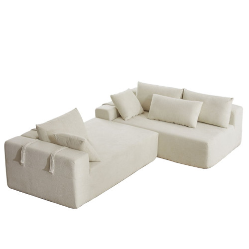 Modern Upholstered Sectional Sofa Couch Set With 6 Pillows, Free Combination