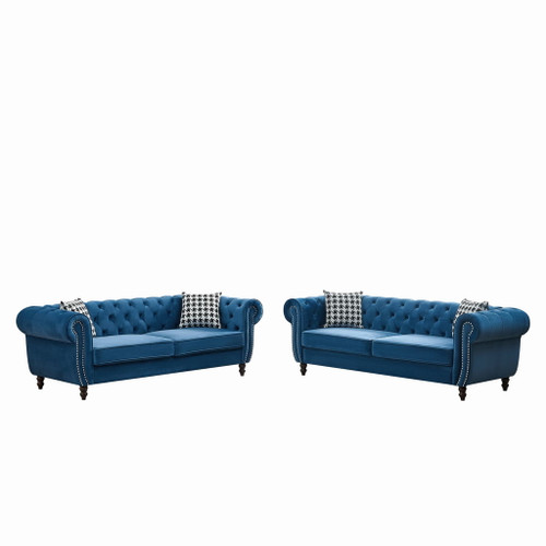 Chesterfield Set With Roll Armrest & Nailhead Chesterfield Set With Roll Armrest & Nailhead