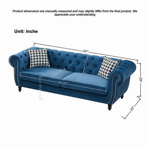 Chesterfield Sofa With Roll Armrest