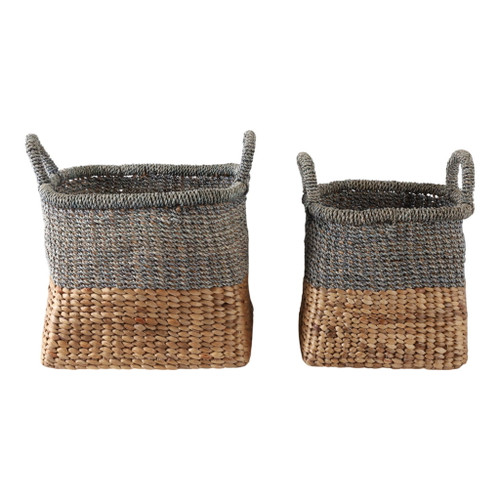 13" / 17" Tapered Square Woven Baskets (Set of 2) - Natural