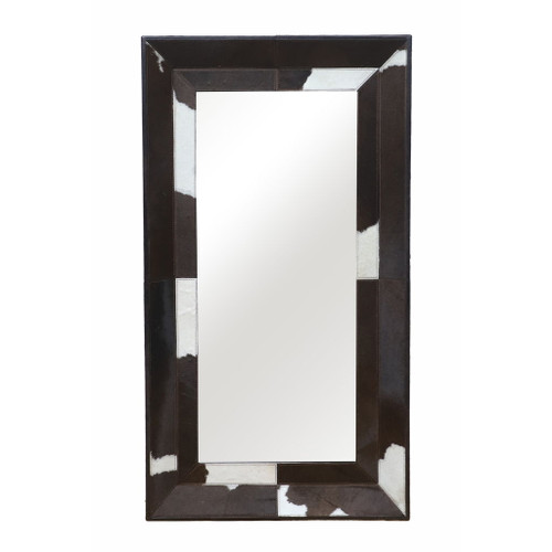 42" x 23" Hair On Hide Cow Print Mirror - Brown / White 42" x 23" Hair On Hide Cow Print Mirror - Brown / White