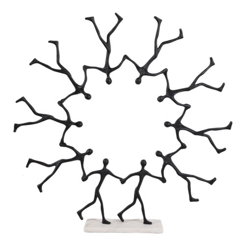 32" x 31" Men Walking In Ring Sculpture - Black / White 32" x 31" Men Walking In Ring Sculpture - Black / White