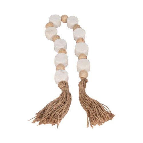 36" Marble And Wood Beads Garland - White / Natural 36" Marble And Wood Beads Garland - White / Natural