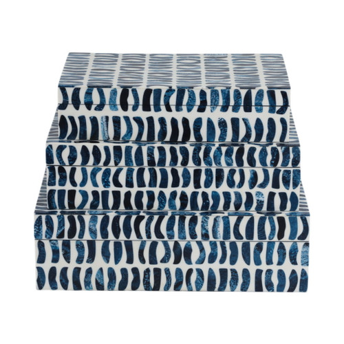10" / 11" / 12" Boxes With Inlay Pieces (Set of 3) - Blue / White 10" / 11" / 12" Boxes With Inlay Pieces (Set of 3) - Blue / White