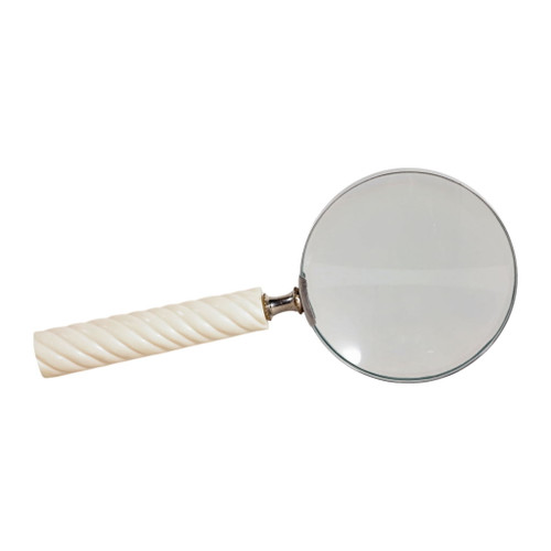 9" x 4" Ridged Handle Magnifying Glass - Ivory 9" x 4" Ridged Handle Magnifying Glass - Ivory
