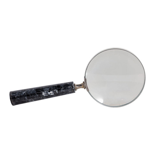 9" x 4" Marbled Handle Magnifying Glass - Black / White 9" x 4" Marbled Handle Magnifying Glass - Black / White