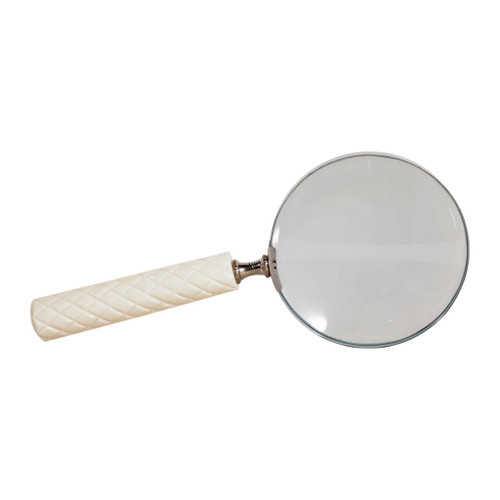 9 x 4" Diamond Carved Handle Magnifying Glass - Ivory 9 x 4" Diamond Carved Handle Magnifying Glass - Ivory