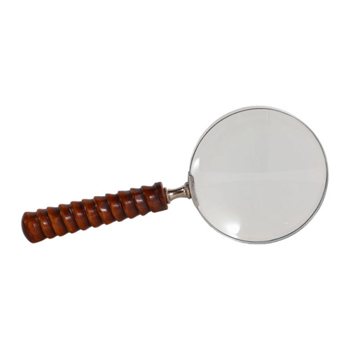 9" x 4" Ridged Handle Magnifying Glass - Brown 9" x 4" Ridged Handle Magnifying Glass - Brown
