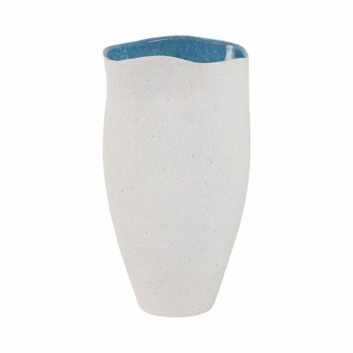 15" x 8" Textured Organic Vase Reactive Inside - White 15" x 8" Textured Organic Vase Reactive Inside - White