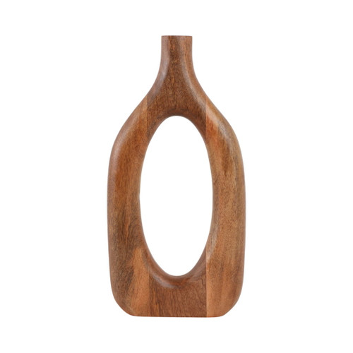 18" x 9" Open Cut Out Wood Vase - Natural