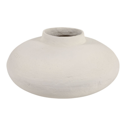 15" x 8" Paper Mache Low Vase - Ivory