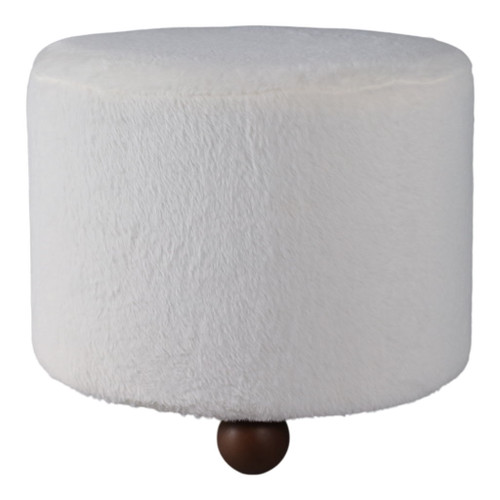 20" Faux Fur Ottoman With Ball Feet - Ivory 20" Faux Fur Ottoman With Ball Feet - Ivory