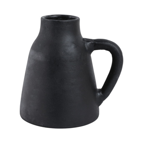 8" x 8" Terracotta Vase With Handle - Black 8" x 8" Terracotta Vase With Handle - Black