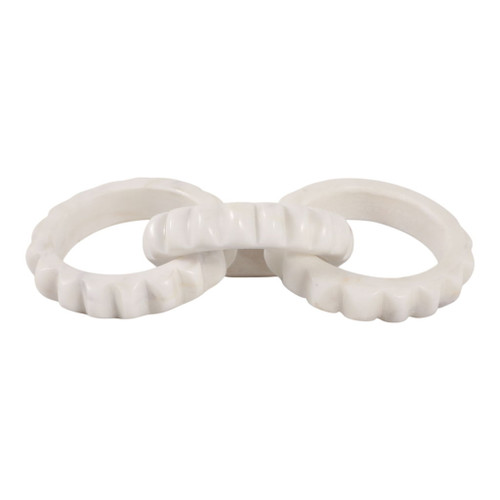8" Lonna Carved Marble Chain Object - Beige