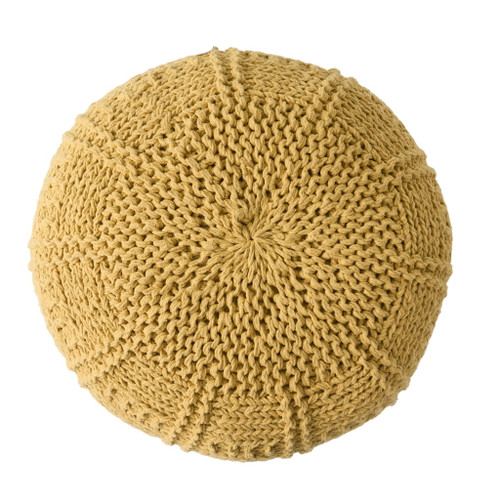 Yuny - Knitted Cotton Round Pouf With Modern Design - Yellow Yuny - Knitted Cotton Round Pouf With Modern Design - Yellow