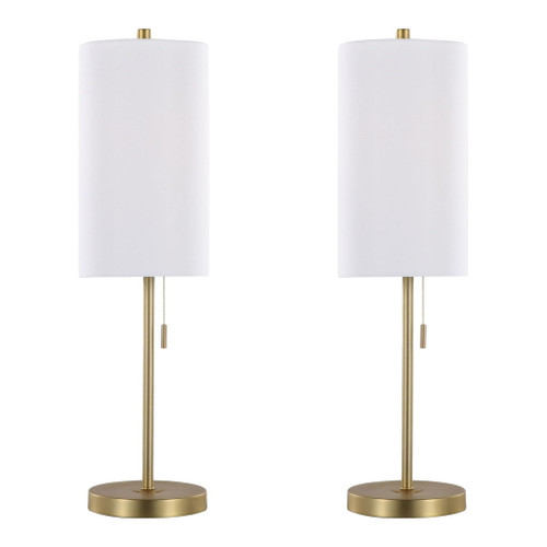 Bounty - Metal Buffet Lamp with Usb (Set of 2) - Gold Metal, White Linen Bounty - Metal Buffet Lamp with Usb (Set of 2) - Gold Metal, White Linen