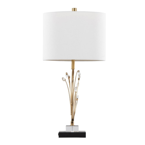 Crystal - Buds Table Lamp (Set of 2) - Black Metal, Clear Crystal, Gold Metal, Off-white Linen
