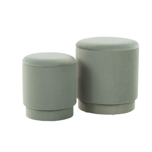 Marla - Upholstered Ottoman (Set of 2) - Light Green Velvet