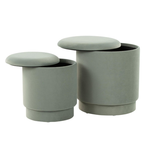 Marla - Upholstered Ottoman (Set of 2) - Light Green Velvet