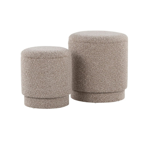 Marla - Upholstered Ottoman (Set of 2) - Light Brown Fabric Marla - Upholstered Ottoman (Set of 2) - Light Brown Fabric