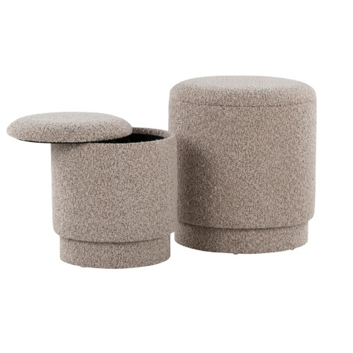 Marla - Upholstered Ottoman (Set of 2) - Light Brown Fabric