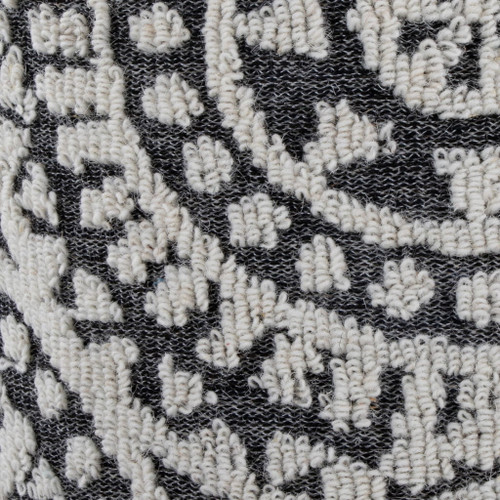 Tahoe - Mosaic Ottoman - Black Wool, Ivory Wool