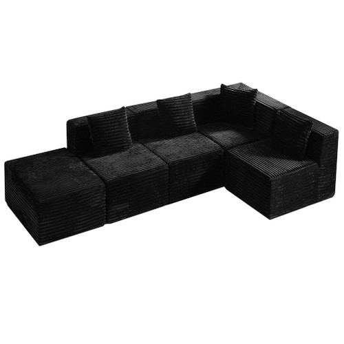 Modular Sectional Couches For Living Room With Deep Seat, L Shape Cloud Sofa Couch, High Density Memory Foam, Boneless Upholstered Couchesy - Black Modular Sectional Couches For Living Room With Deep Seat, L Shape Cloud Sofa Couch, High Density Memory Foam, Boneless Upholstered Couchesy - Black