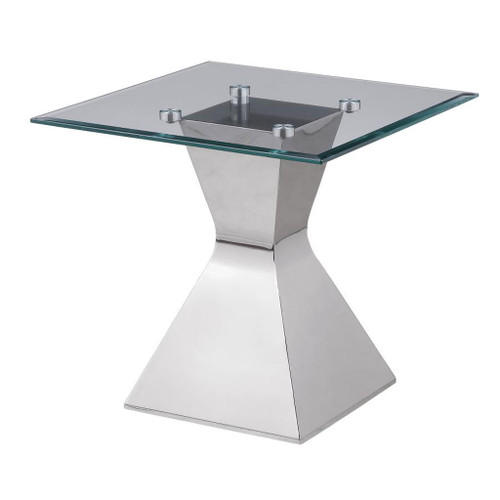 Jenny - Glass Top Stainless Steel Table