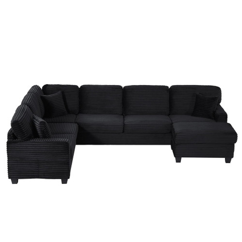 Upholstered U-Shaped Sectional Sofa With Movable Ottoman And Side Storage Pockets Upholstered U-Shaped Sectional Sofa With Movable Ottoman And Side Storage Pockets