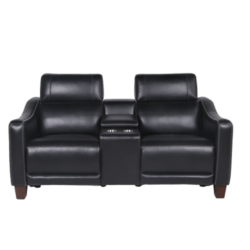 Giorno - Dual Power Console Loveseat - Black Giorno - Dual Power Console Loveseat - Black