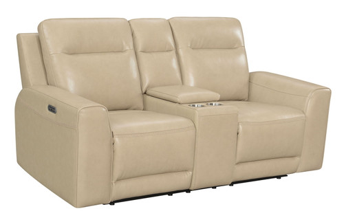 Doncella - Dual Power Loveseat With Console - Beige Doncella - Dual Power Loveseat With Console - Beige
