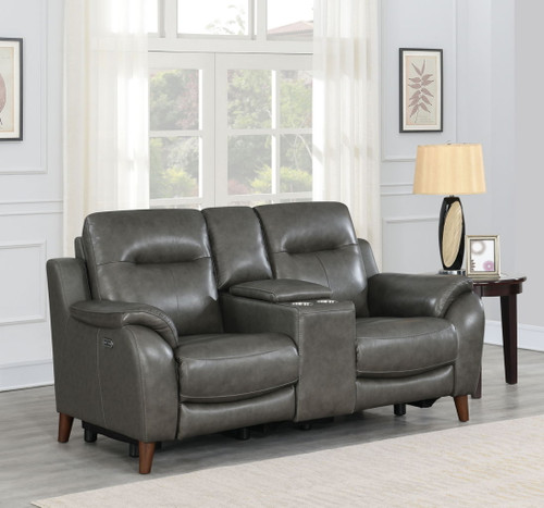Trento - Dual Power Console Loveseat - Brown Trento - Dual Power Console Loveseat - Brown