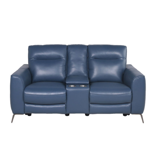 Sansa - Dual Power Reclining Loveseat With Console - Blue