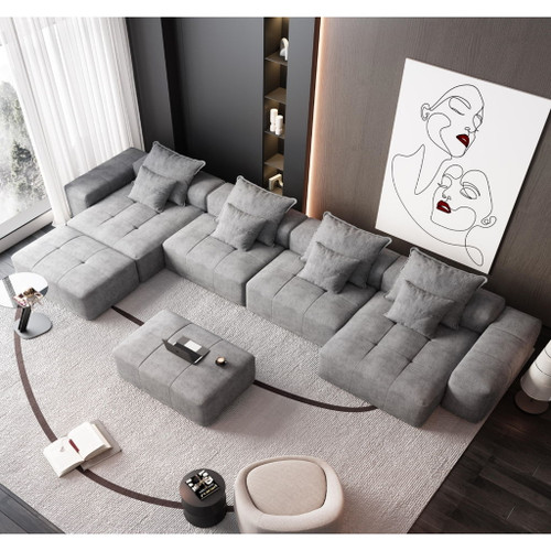 Modern Oversized Diy Combination Modular Sectional Sofa With Pillows