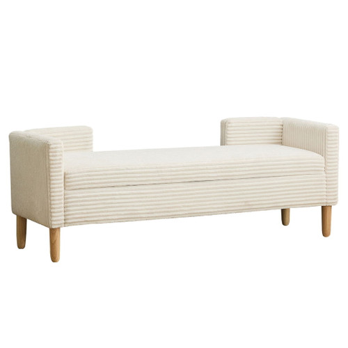 Wide Storage Soft Bench With Armrests, Backrest And Two Bolster Pillows
