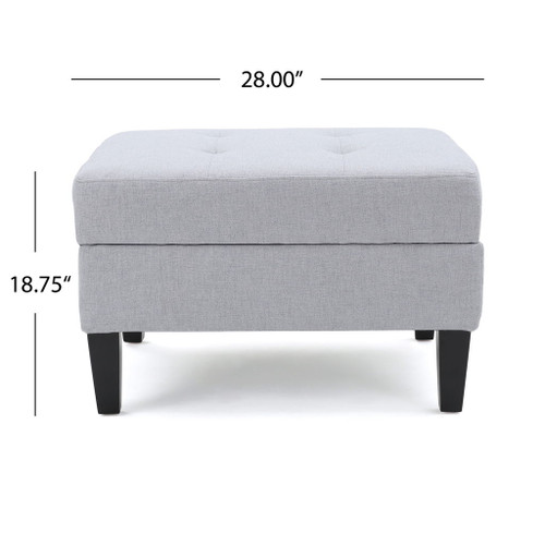 Storage Ottoman With Birch Wood Legs And Cushioned Top For Comfort