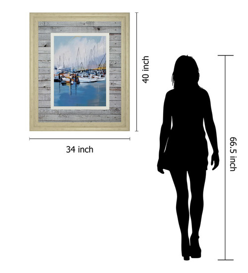 Along The Quay By Fitsimmons, A. - Framed Print Wall Art - Blue