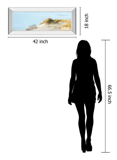 Beachscape L By James Mcloughlin - Mirror Framed Print Wall Art - Light Blue